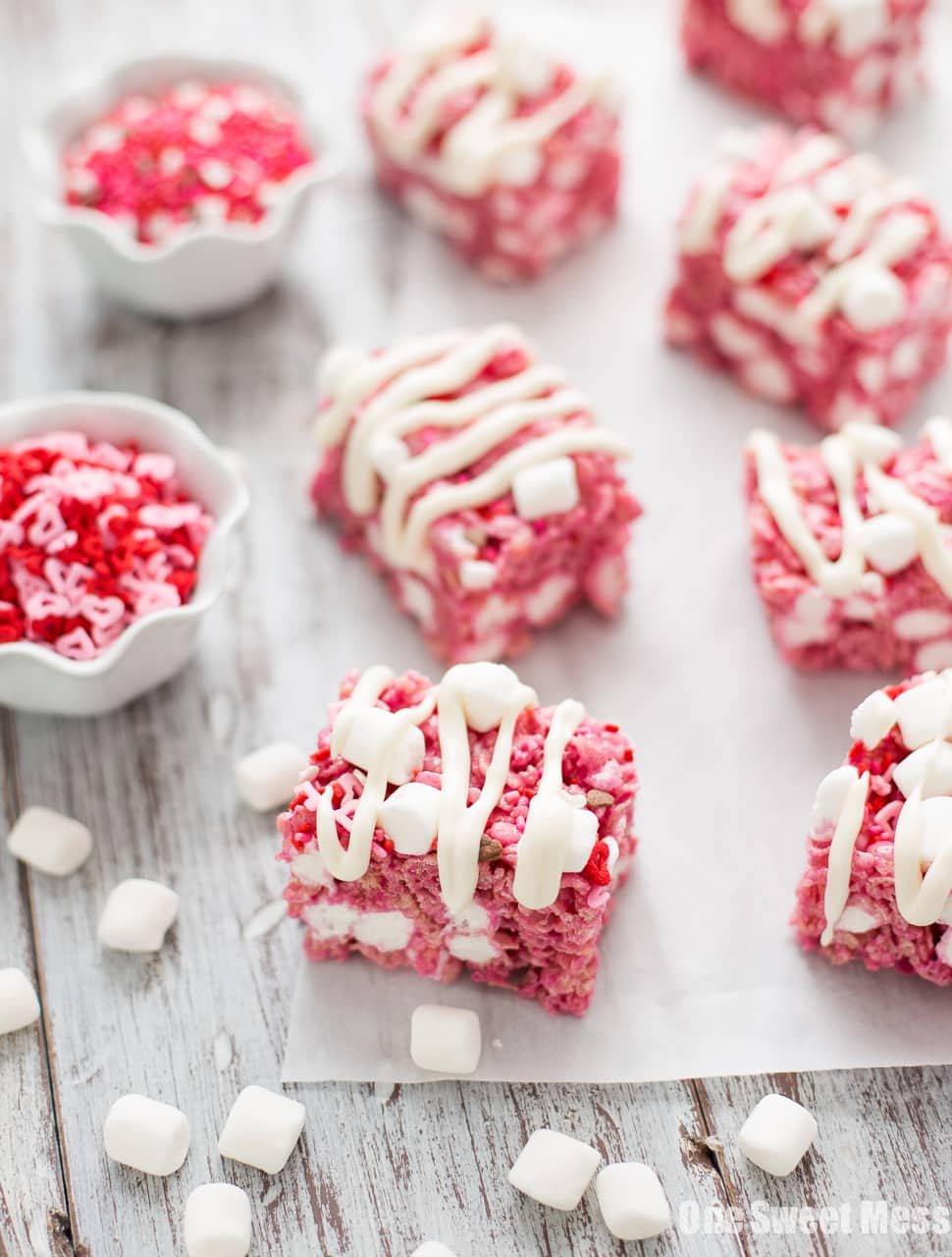 Red Velvet Rice Krispie Treats with Cream Cheese Glaze