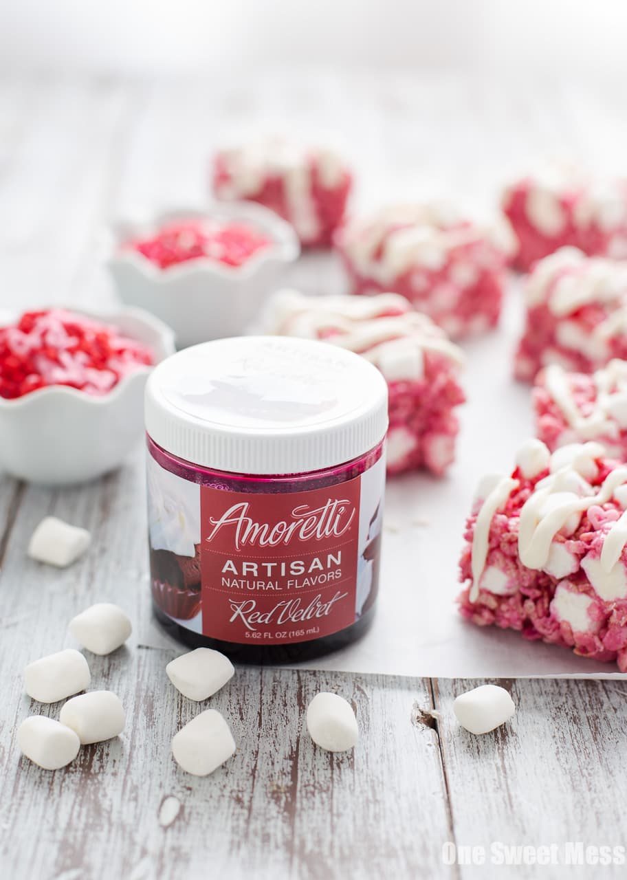 Red Velvet Rice Krispie Treats with Cream Cheese Glaze