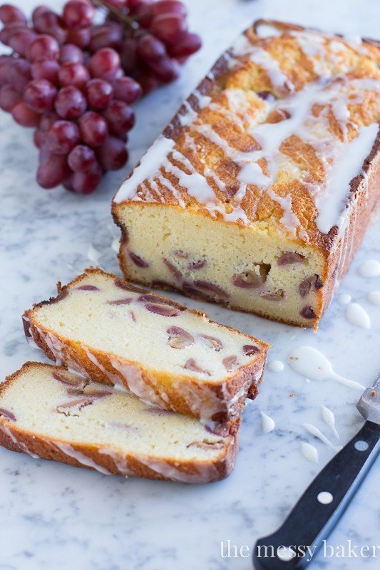 Ricotta Pound Cake with Grapes and a Lemon Glaze | www.themessybakerblog.com
