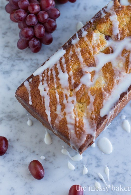 Ricotta Pound Cake with Grapes and a Lemon Glaze | www.themessybakerblog.com