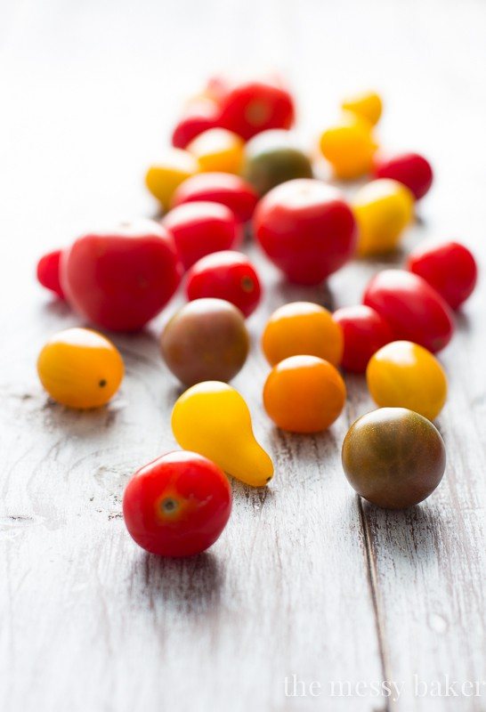 Seasonal Tomatoes to spoon on top Ricotta Toasts | www.themessybakerblog.com