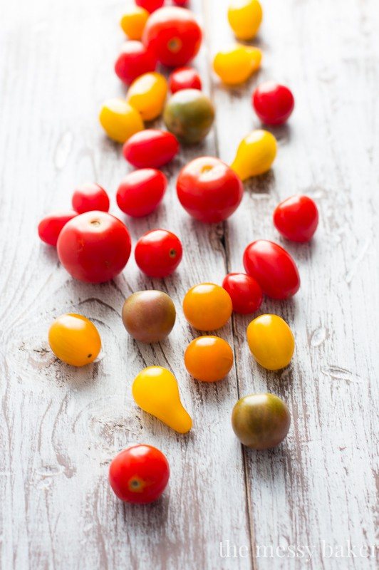 Seasonal Tomatoes to spoon on top Ricotta Toasts | www.themessybakerblog.com