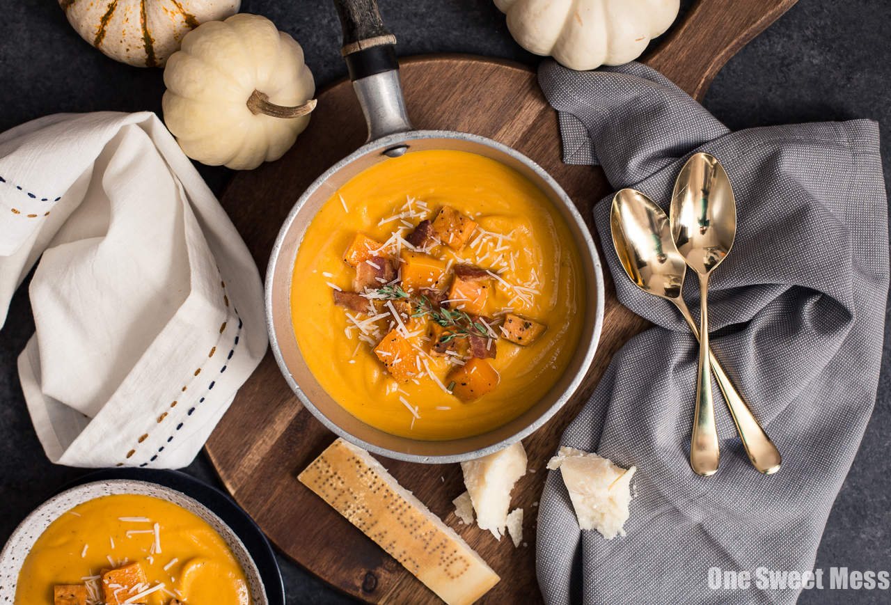 Roasted Butternut Squash & Sweet Potato Soup