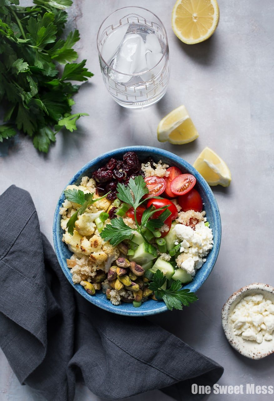 Roasted Cauliflower Quinoa Salad with Lemon Tahini Dressing