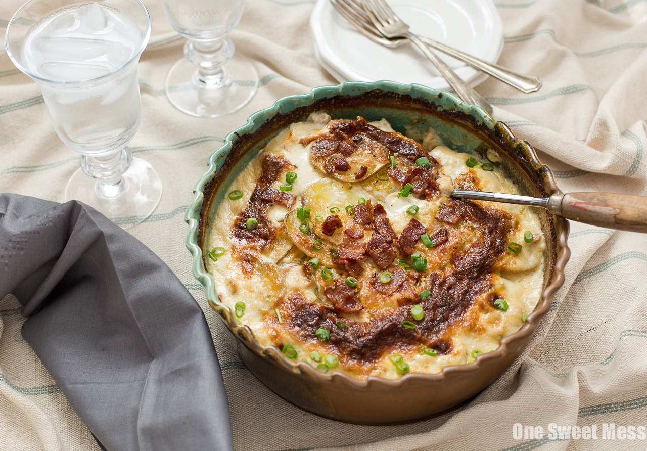 Roasted Garlic, Bacon & Chive Au Gratin Potatoes