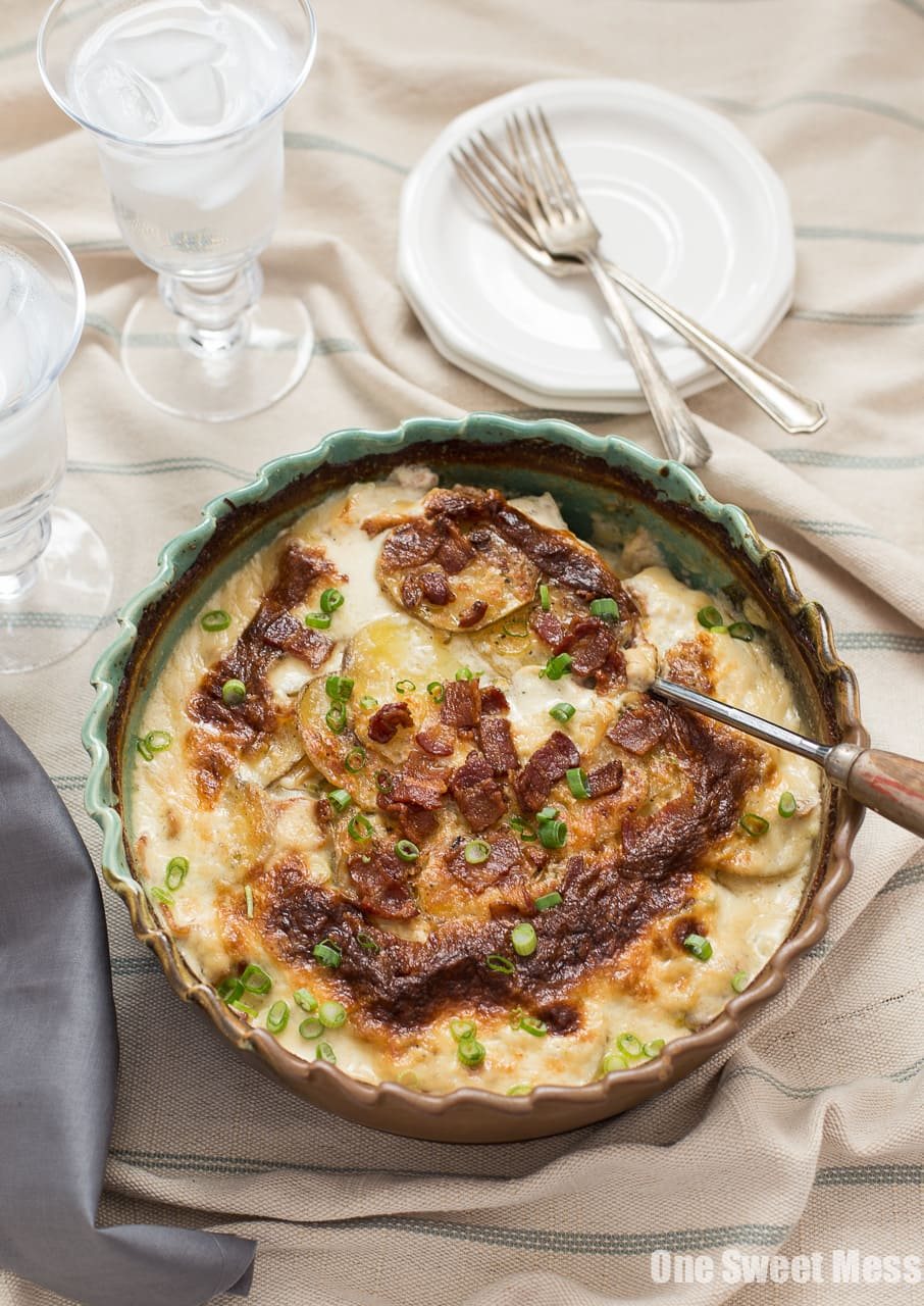 Roasted Garlic, Bacon & Chive Au Gratin Potatoes