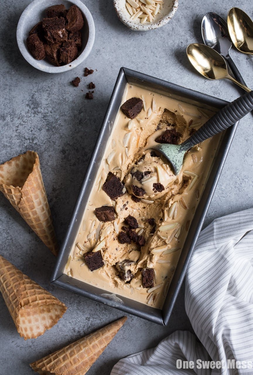 Salted Caramel Bourbon Fudge Brownie Ice Cream