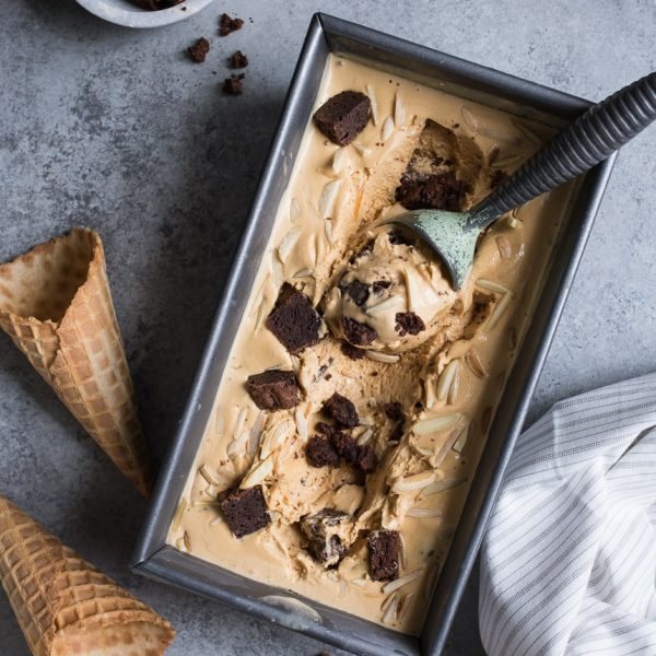 Salted Caramel Bourbon Fudge Brownie Ice Cream