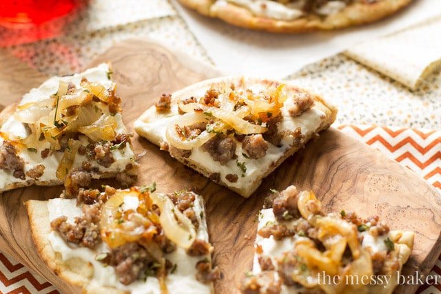 Sausage & Caramelized Onion Pita Pizza