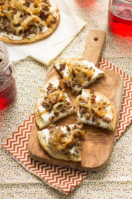 Sausage & Caramelized Onion Pita Pizza