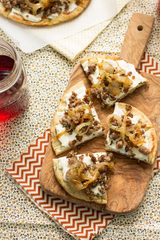 Sausage & Caramelized Onion Pita Pizza