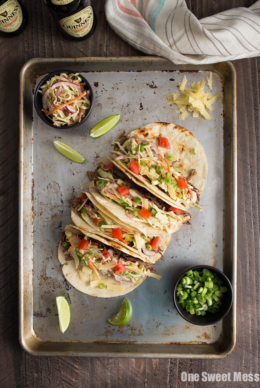 Shredded Beef Tacos with Mustard Slaw