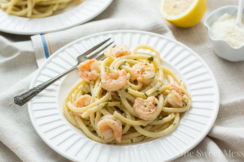 15-Minute Shrimp Linguine with Lemon Butter Cream Sauce