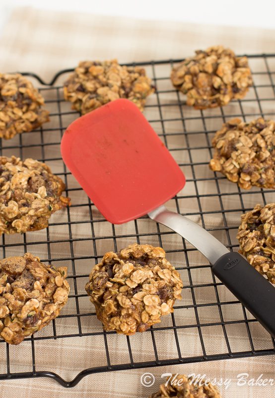 Skinny Chocolate Chip Zucchini Oat Cookies | www.themessybakerblog.com -8463