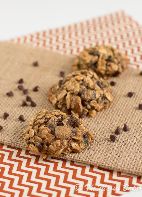 Skinny Chocolate Chip Zucchini Oat Cookies | www.themessybakerblog.com -8469