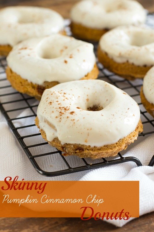 Skinny Pumpkin Cinnamon Chip Donuts ~ #SundaySupper