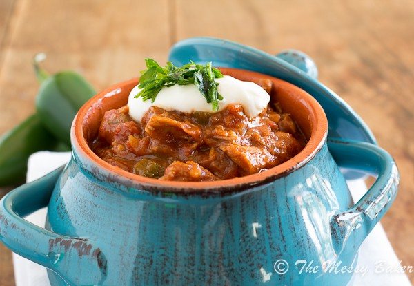 Smoky Pulled Pork Chili | www.themessybakerblog.com -7006