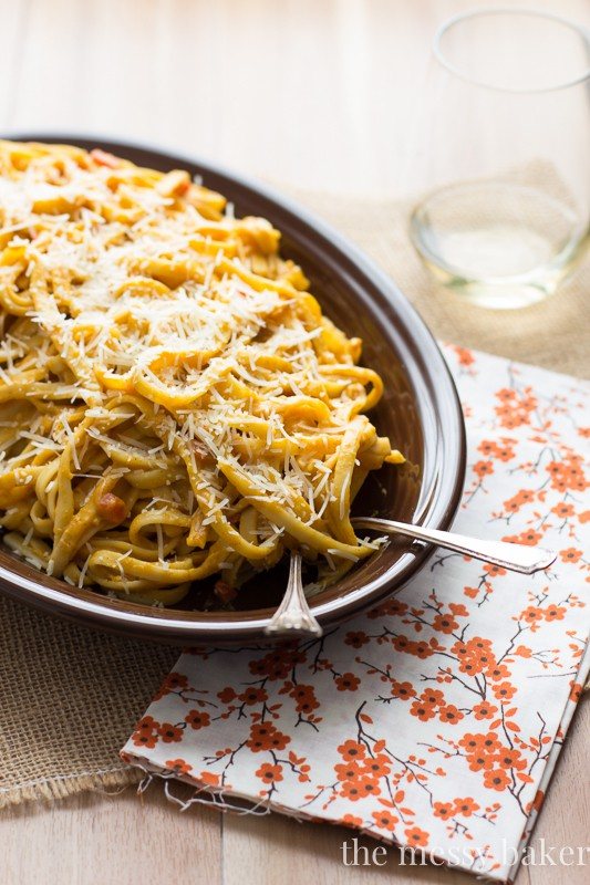 Smoky Pumpkin Fettuccine Alfredo Pasta