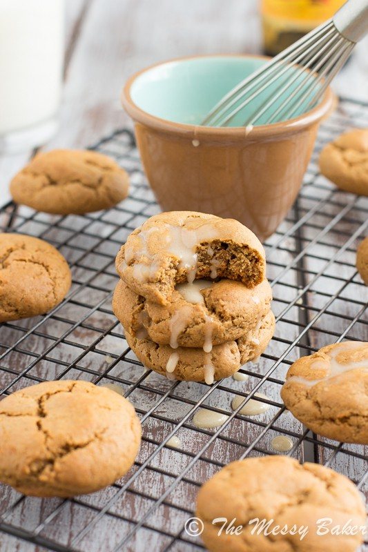Soft Baked Ginger Cookies with Eggnog Glaze