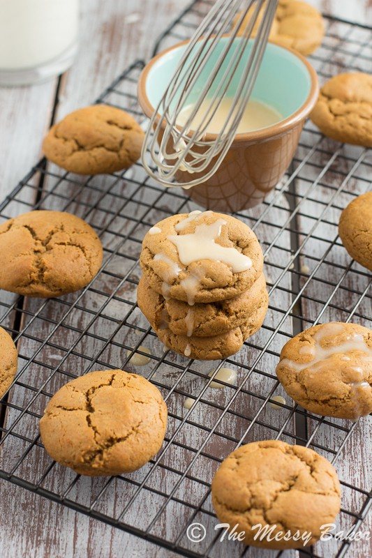 Soft Baked Ginger Cookies with Eggnog Glaze from www.themessybakerblog.com