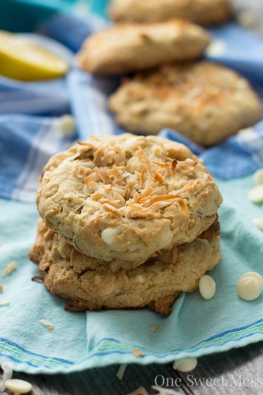 Soft-Baked Lemon Coconut Cookies with Toasted Almonds and White Chocolate Chips