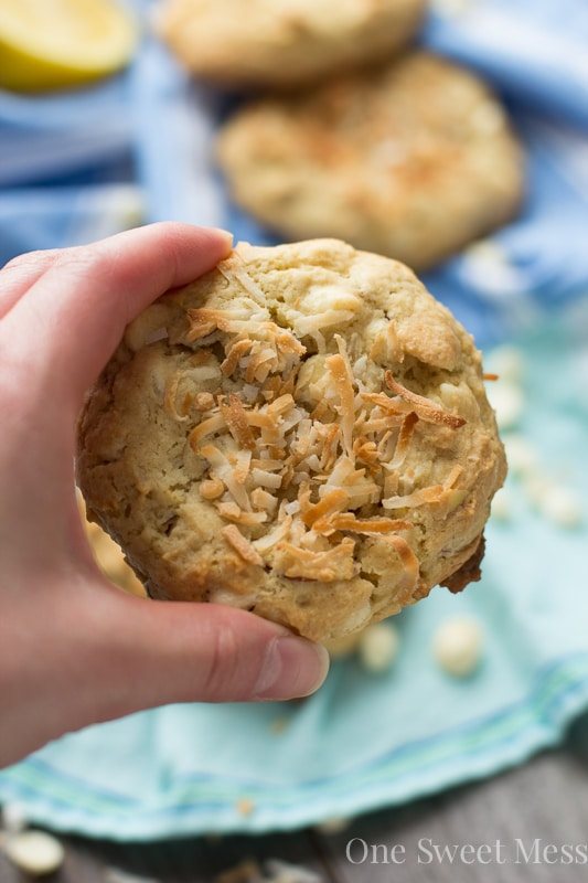 Soft-Baked Lemon Coconut Cookies with Toasted Almonds and White Chocolate Chips