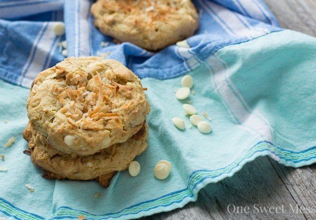 Soft-Baked Lemon Coconut Cookies with Toasted Almonds and White Chocolate Chips