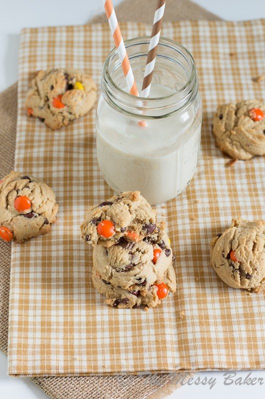 Soft Baked Triple Peanut Butter Cookies | www.themessybakerblog.com -7756