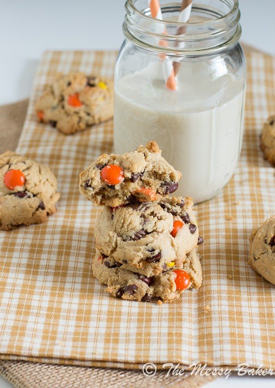 Soft Baked Triple Peanut Butter Cookies | www.themessybakerblog.com -7755