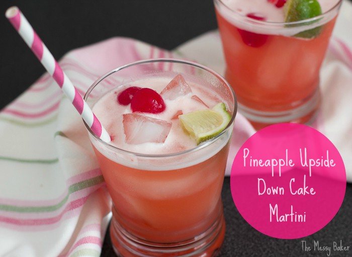 Sparkling Pineapple Upside-Down Cake Martini ~ #HolidayFoodParty