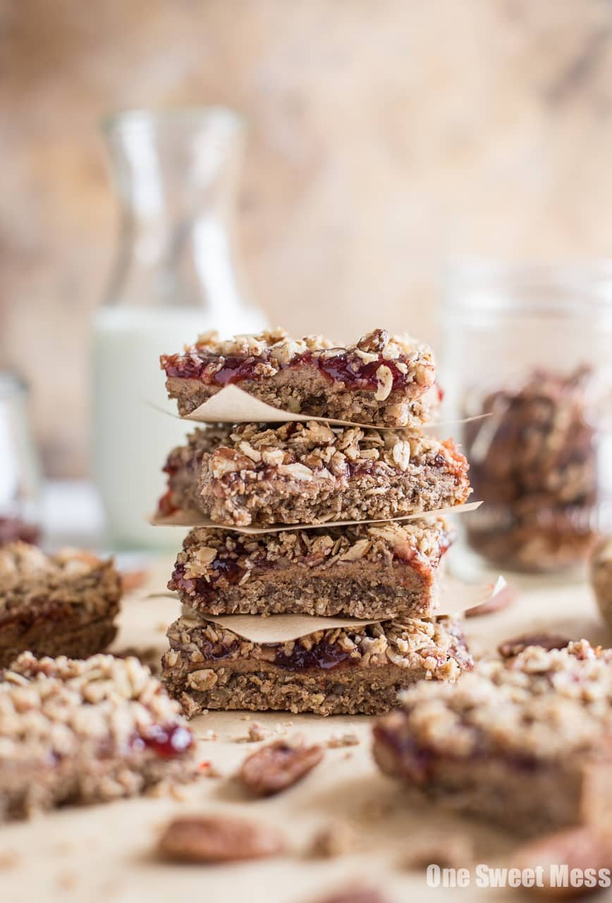 Strawberry Almond Butter Crumb Bars {Gluten-free, Vegan, Naturally Sweetened}