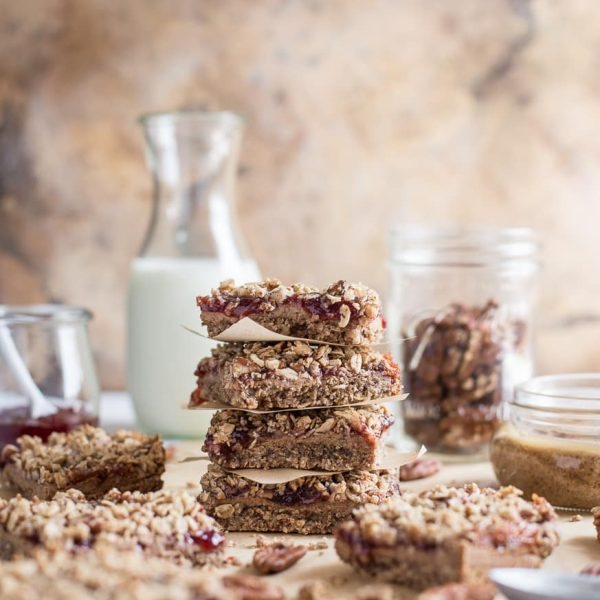 Strawberry Almond Butter Crumb Bars {Gluten-free, Vegan, Naturally Sweetened}