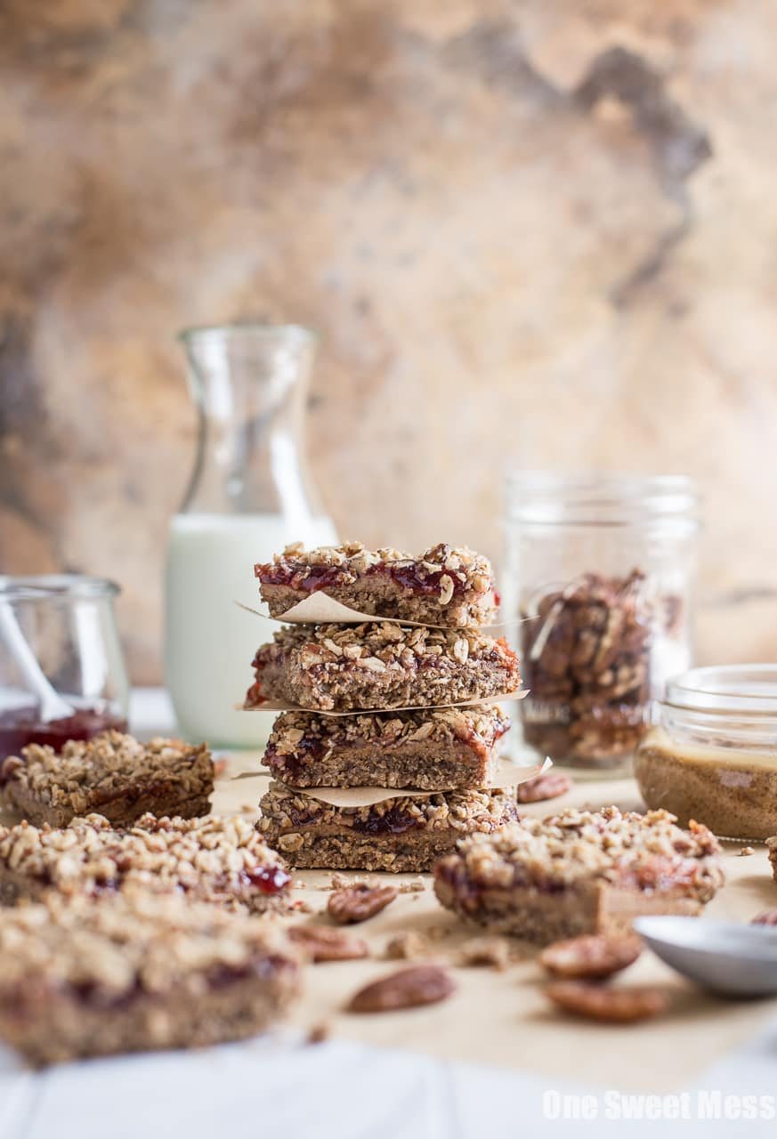 Strawberry Almond Butter Crumb Bars {Gluten-free, Vegan, Naturally Sweetened}