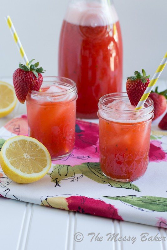 Strawberry Basil Lemonade www.themessybakerblog.com -7353