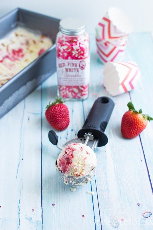 Strawberry Jam & Toasted Almond Swirled Ice Cream