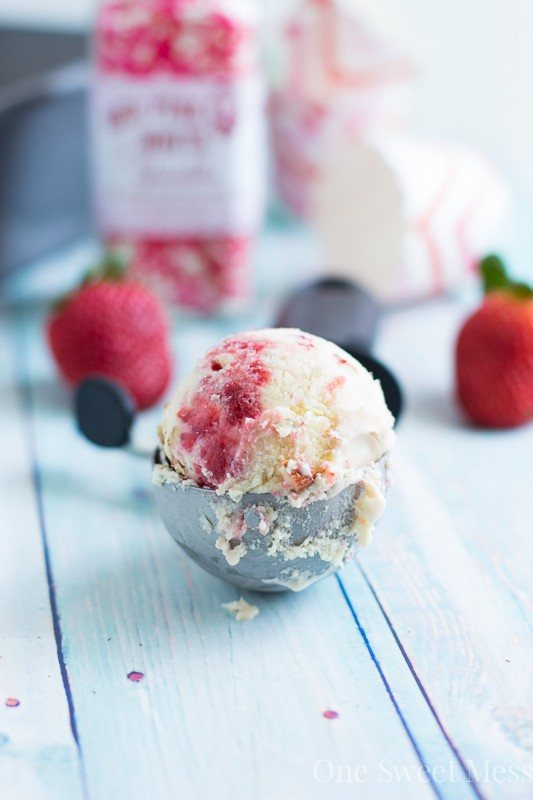 Strawberry Jam & Toasted Almond Swirled Ice Cream