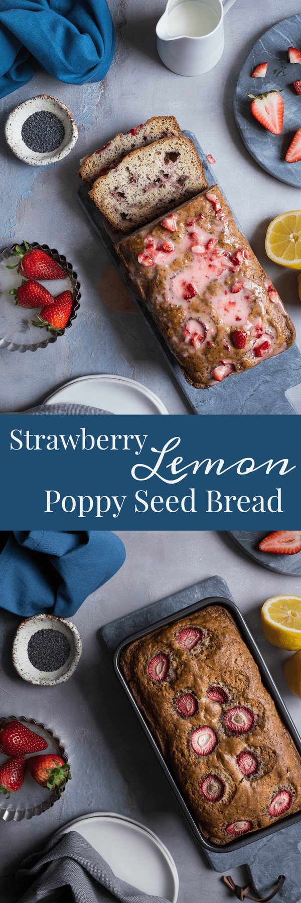 Strawberry Lemon Poppy Seed Bread with Strawberry Glaze