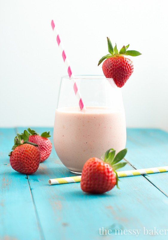 Strawberry-Peach Malted Smoothie