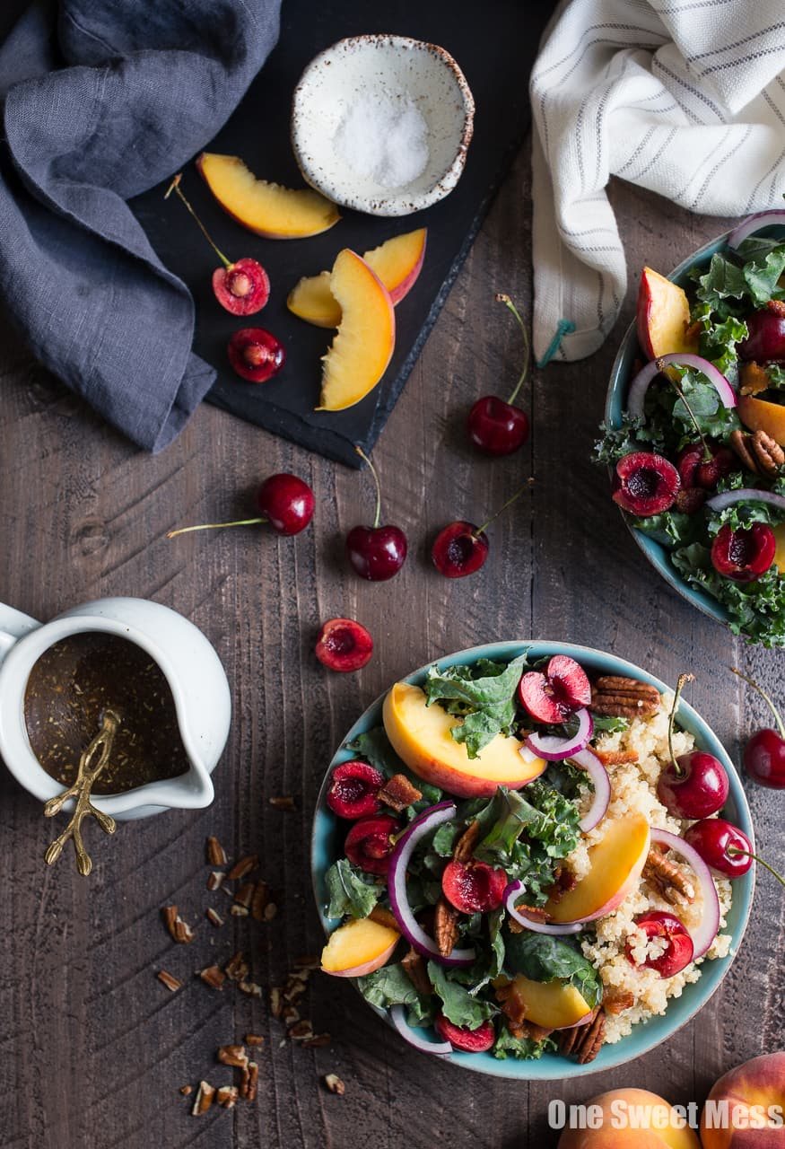 Summer Stone Fruit Kale and Quinoa Salad {Gluten-Free}