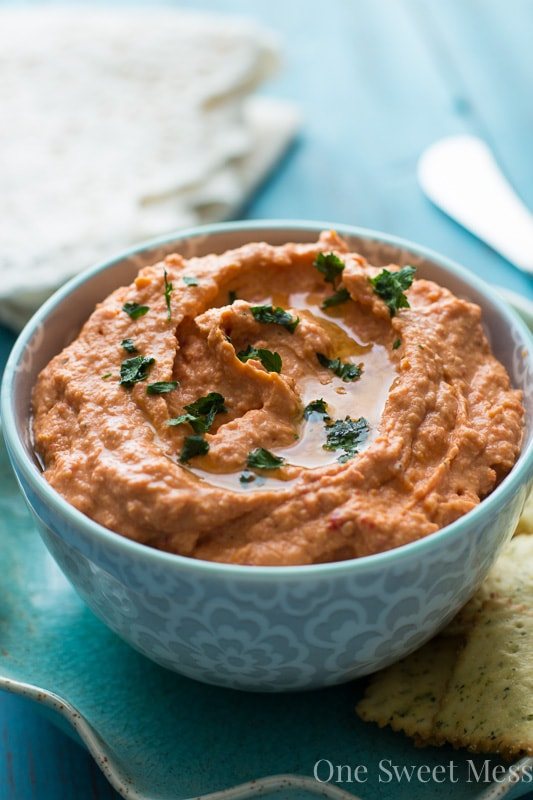 Sun-Dried Tomato & Roasted Red Pepper Hummus {Gluten-Free & Vegan}