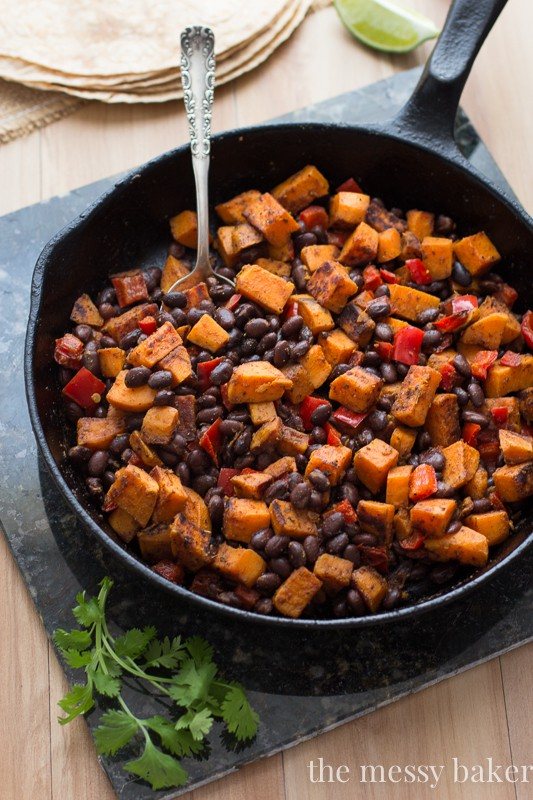 Sweet Potato & Black Bean Tacos with Chipotle Crema | www.themessybakerblog.com