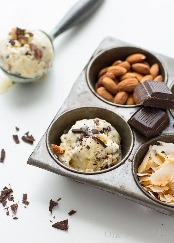 Toasted Coconut Ice Cream with Almonds & Dark Chocolate