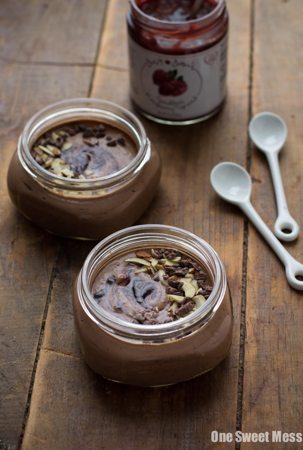 Vegan Chocolate Pudding with Raspberry Swirl (Healthy + Gluten-Free)