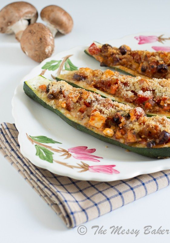 Vegetarian Greek Stuffed Zucchini | www.themessybakerblog.com-7768
