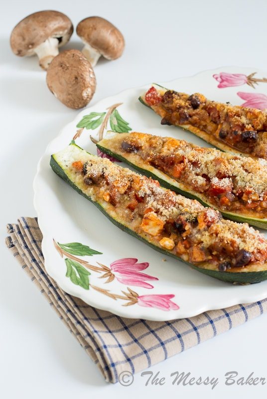 Vegetarian Greek Stuffed Zucchini ~ #SundaySupper