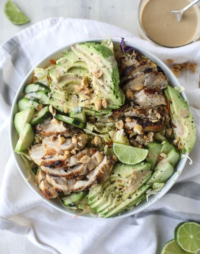 Chicken Avocado Salad with Peanut Dressing