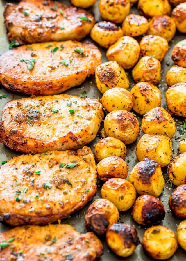 Sheet Pan Ranch Pork Chops and Potatoes