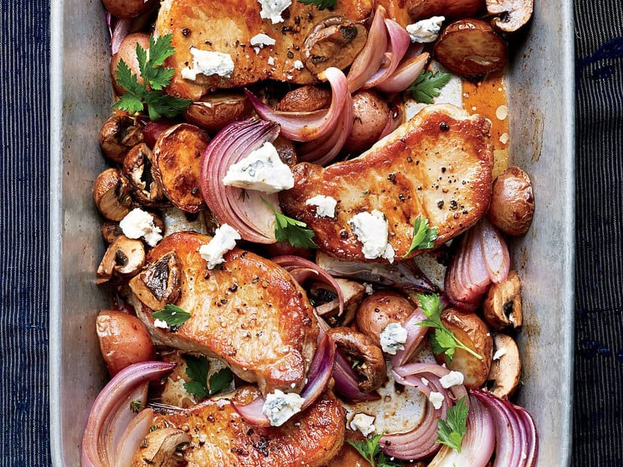 Pork Chops with Balsamic Roasted Vegetables