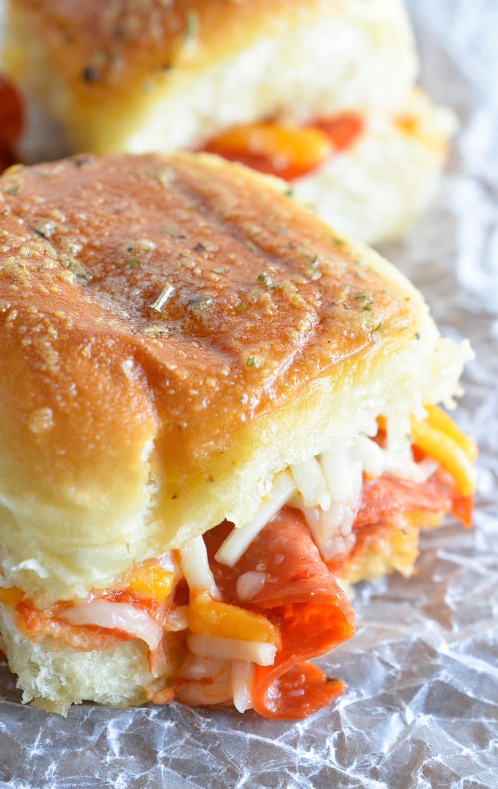 Oven Baked Pepperoni Pizza Sandwiches