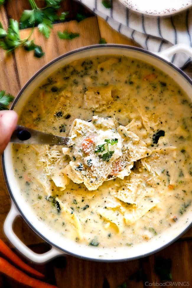 One Pot White Chicken Lasagna Soup